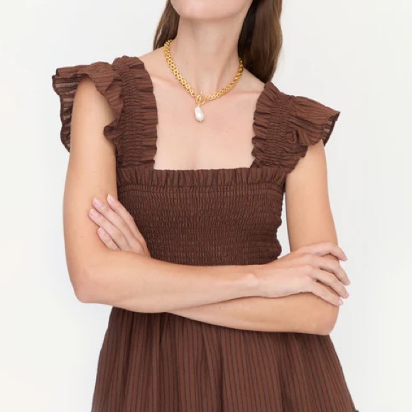 Hill House Home Chocolate Seersucker Nap Dress Ellie Medium Cotton Lined Brown - Picture 3 of 9